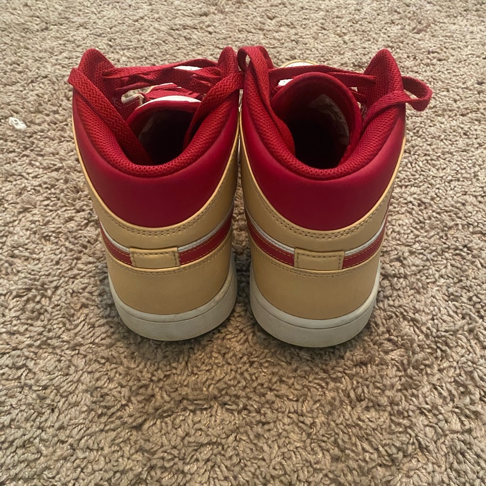 Air Jordan High-Top Sneakers Red and Tan - Picture 3 of 6